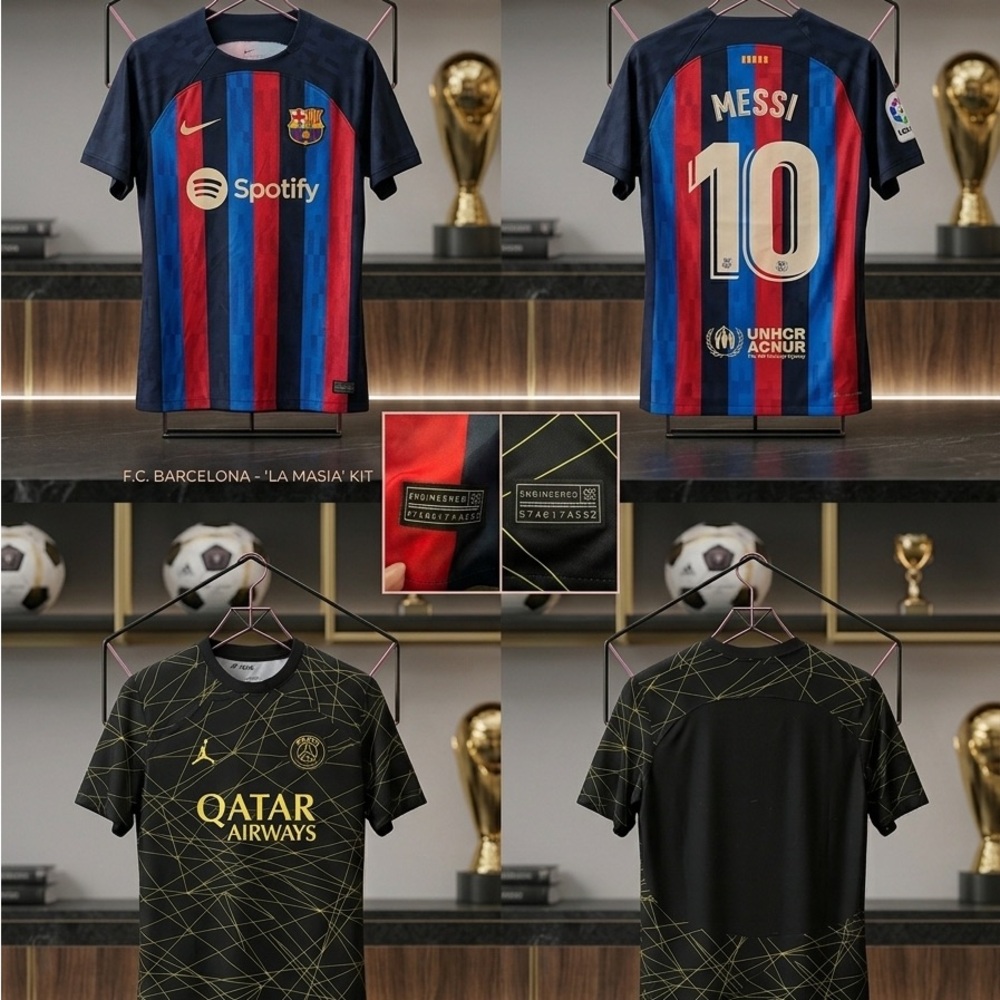 4 Soccer Red & Blue and Black & Gold Kids Soccer Jersey Pack